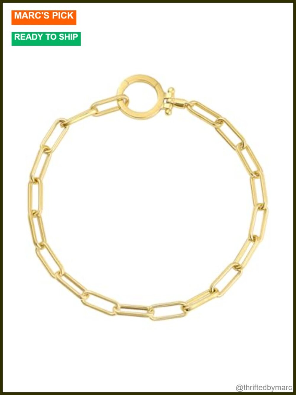 18K Gold-Plated Paperclip Link Bracelet, 7 1/4", Gift Box, Layering Stack